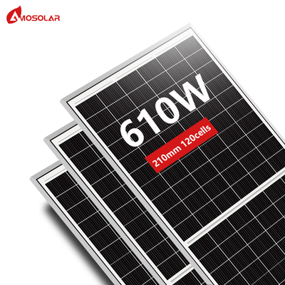Amosolar 580W 590W 600W 610W pannello solare a metà taglio con vetro temperato a ferro basso da 3,2 mm
