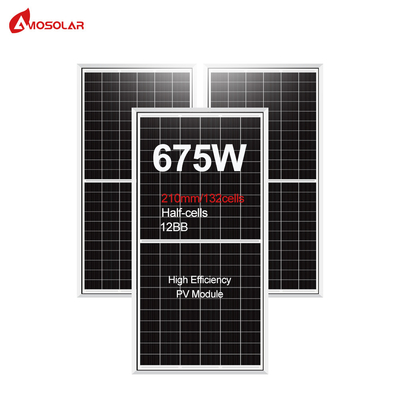 Amosolar Half Cut Mono 645w 650w 655w 660w 665w 670w 675w Pannello solare per tetto