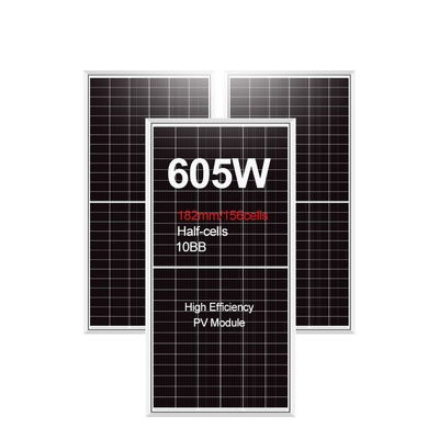 Cella solare mono IP68 Classificata Casella di giunzione 575w 605w Watt Modulo fotovoltaico Mezzo pannello solare