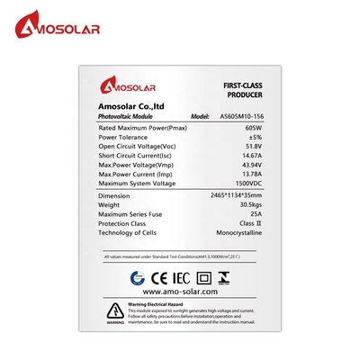Amosolar semicelle PERC Grade A pannelli solari 590 Watt 595 Watt 600 Watt per ordini OEM