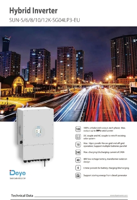 Stock Deye inverter solare ibrido monofase 3kw 12kw 8000watt 99,90% efficienza dell'inverter