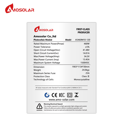 Amosolar A Grade 48V 450w 460w pannello solare monocristallino per ordini OEM
