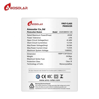 Amosolar 440W 450W 460W 1000W pannello solare monocristallino con casella di giunzione IP68