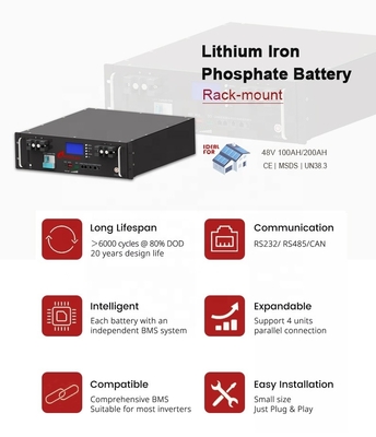 48v 100Ah 200Ah batteria al litio ferro fosfato con Smart BMS per esigenze di alta capacità