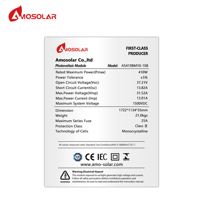 Mezzo pannello monocristallino 410W Amosolar PERC pannello solare 400 Watt modulo fotovoltaico tutto nero