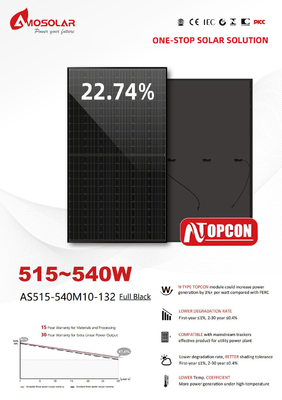 Moduli fotovoltaici mono-solari per l'elettricità domestica N-TYPE 515W 540W