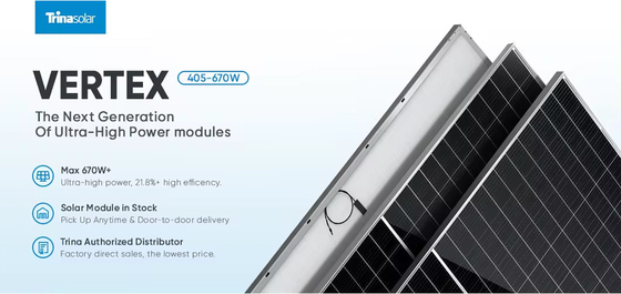 PERC Trina Eu On Stock Vertex N Tipo pannelli solari mono 550W 560W 590W 600W 660W 670W Bifaciale mono cristallino modulo solare Pv
