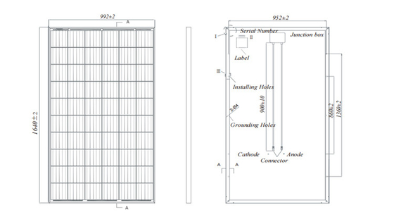 4mm2 Cavo IEC Dimensione 330w 340w 350w 400w Pannello solare fotovoltaico per sistema elettrico domestico