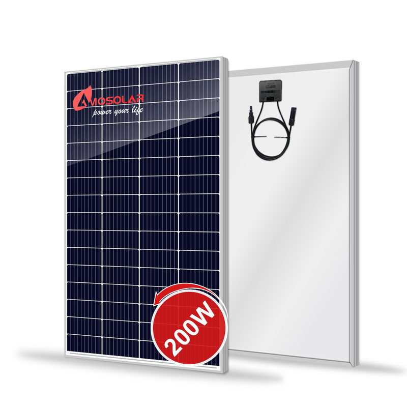 Pannello solare PERC a mezza cella da 200 W con 11,28 Vmp e dimensioni del pannello di 1405*700*30 mm