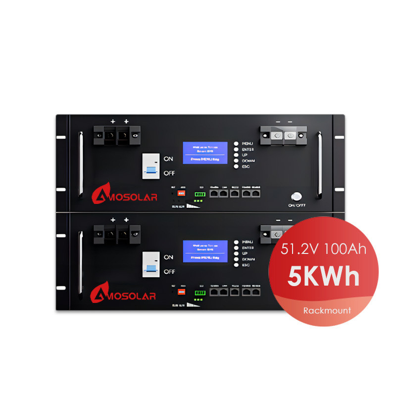 Amosolar 5KWH 10KWH Deep Cycle Server Rack Mount per la casa Immagazzinamento solare